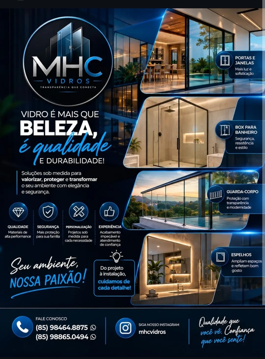 MHC Vidros — projeto e acabamento